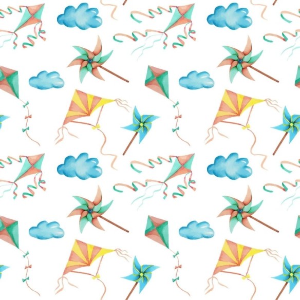 Papel de Parede Adesivo Pipa, nuvem e catavento N03079
