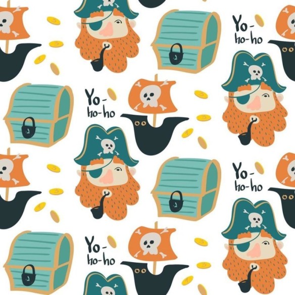 Papel de Parede Adesivo Pirata Baú do Tesouro N06160