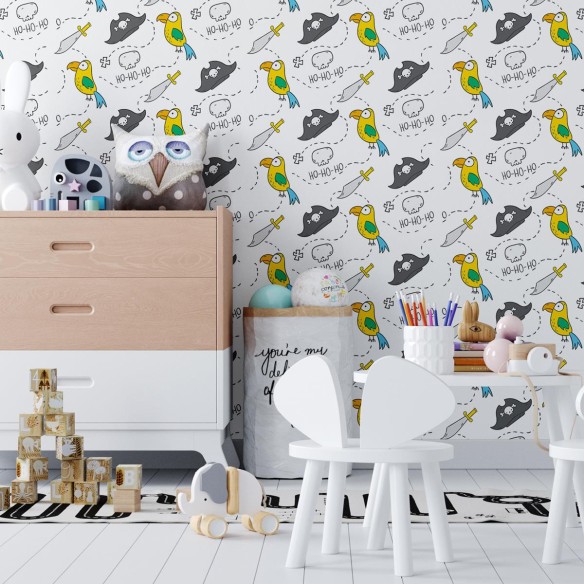 Papel de Parede Adesivo Pirata Branco N04055