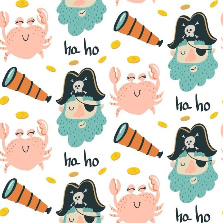 Papel de Parede Adesivo Pirata e Carangueijo...