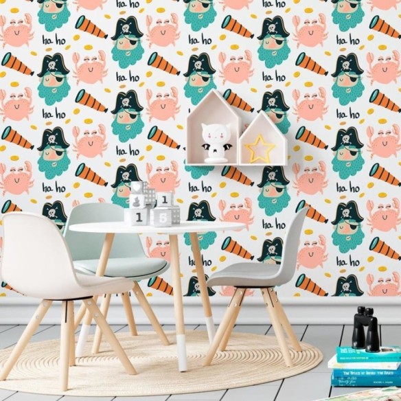 Papel de Parede Adesivo Pirata e Carangueijo N06158