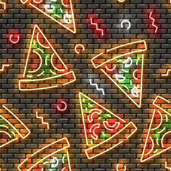 Papel de Parede Adesivo Pizza Neon N013180