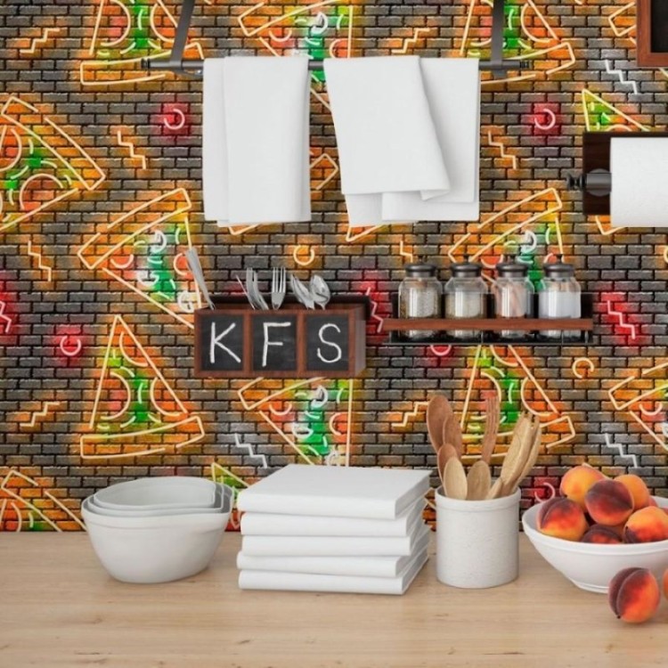 Papel de Parede Adesivo Pizza Neon N013180