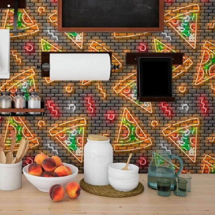 Papel de Parede Adesivo Pizza Neon N013180