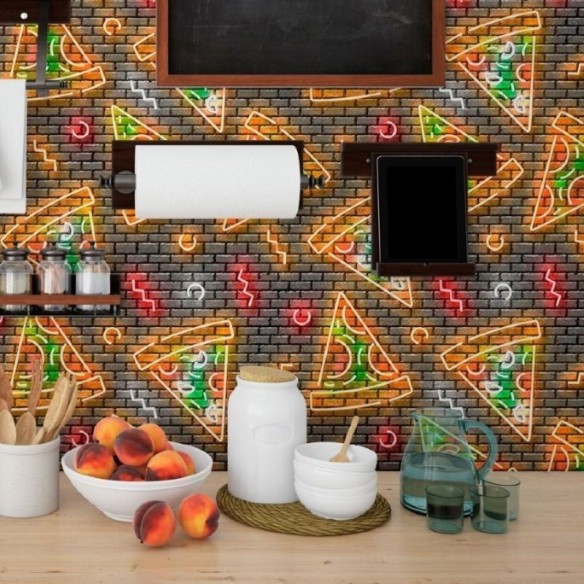 Papel de Parede Adesivo Pizza Neon N013180