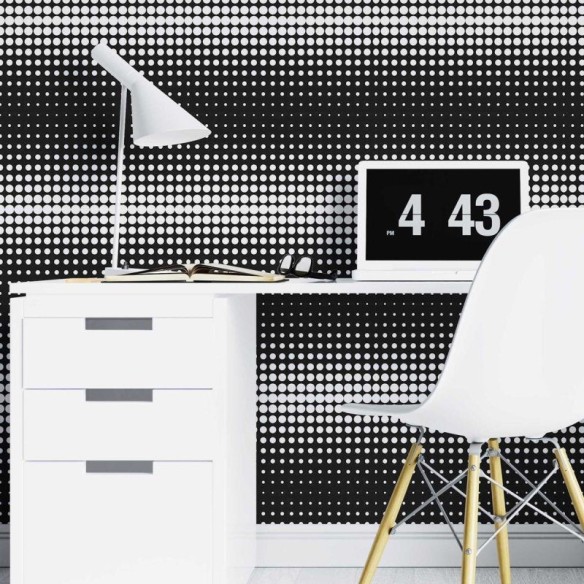 Papel de Parede Adesivo Poá Abstrato Preto e Branco N07073