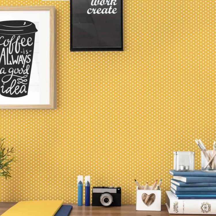 Papel de Parede Adesivo Poá Amarelo 1414338343