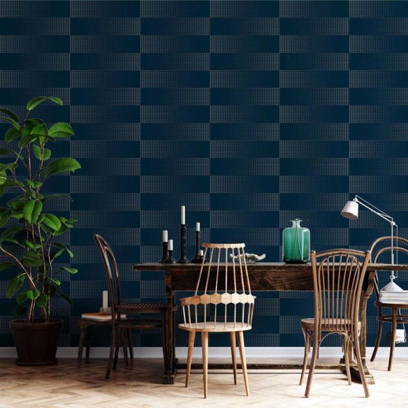 Papel de Parede Adesivo Poá Artístico Azul escuro N05005