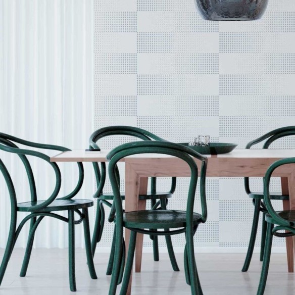 Papel de Parede Adesivo Poá Artístico Branco e Azul N05006