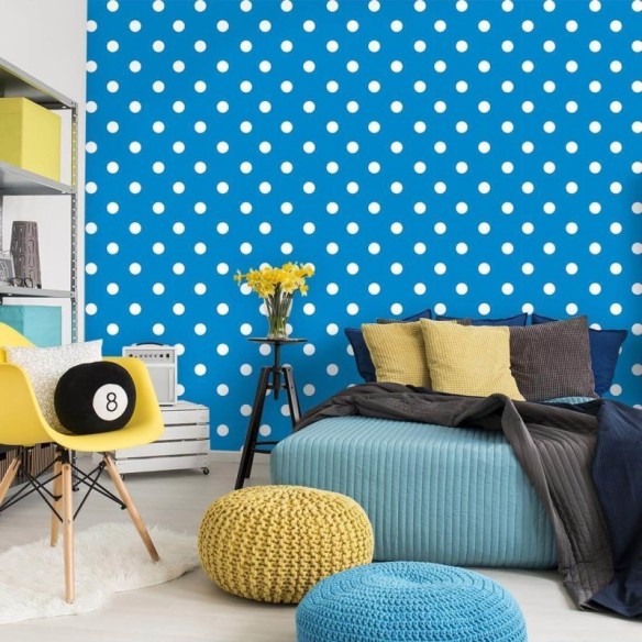 Papel de Parede Adesivo Poá Azul 758691
