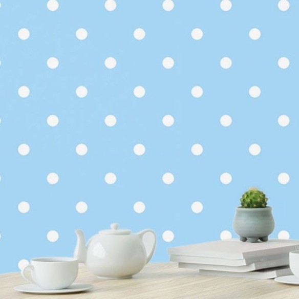 Papel de Parede Adesivo Poá Azul N019073