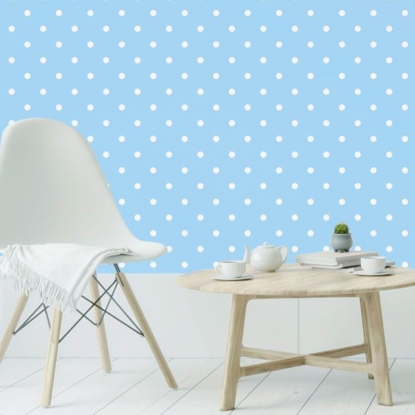 Papel de Parede Adesivo Poá Azul N019073