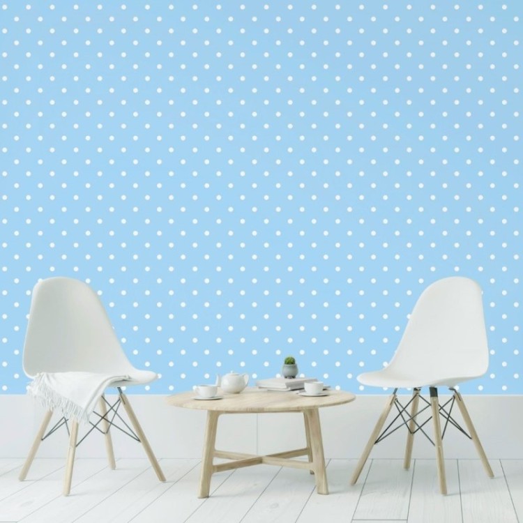 Papel de Parede Adesivo Poá Azul N019073