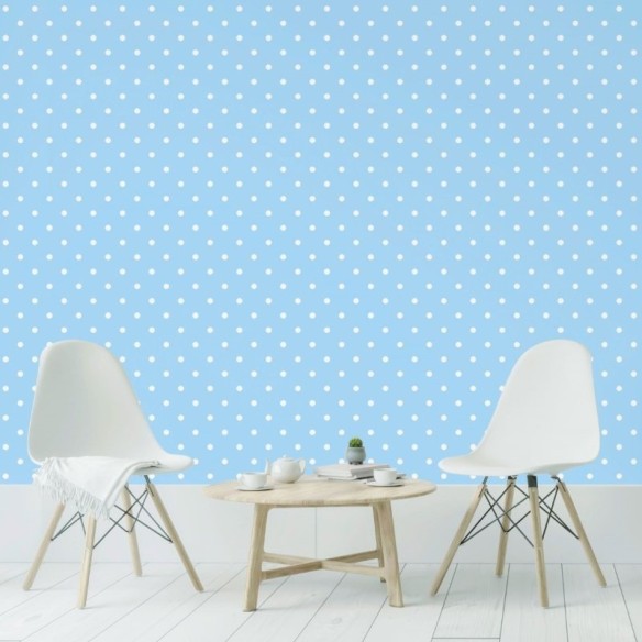 Papel de Parede Adesivo Poá Azul N019073