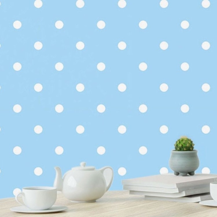 Papel de Parede Adesivo Poá Azul N019073
