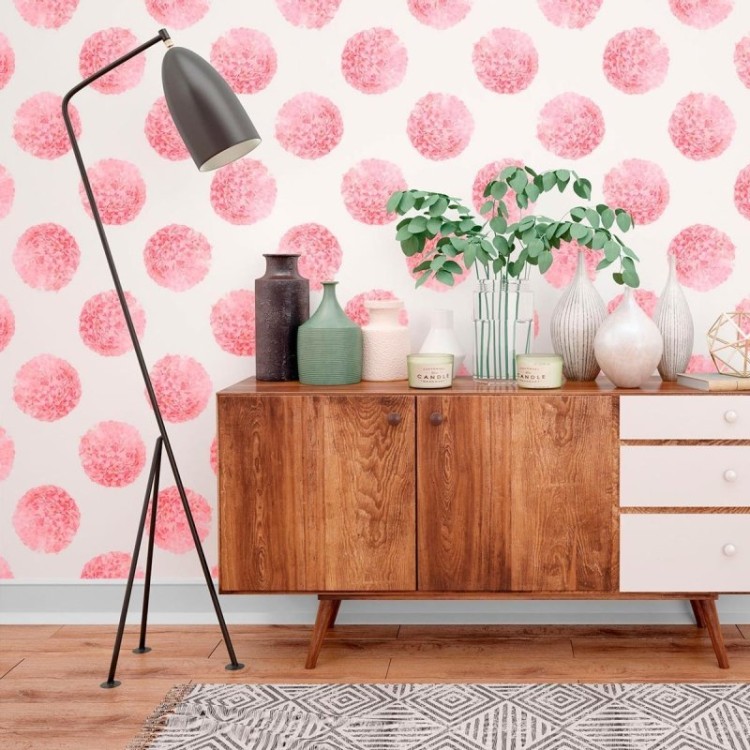 Papel de Parede Adesivo Poá Floral N010155