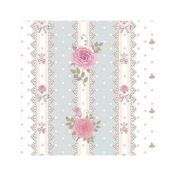 Papel de Parede Adesivo Poá Floral Rosa e Azul 202982914