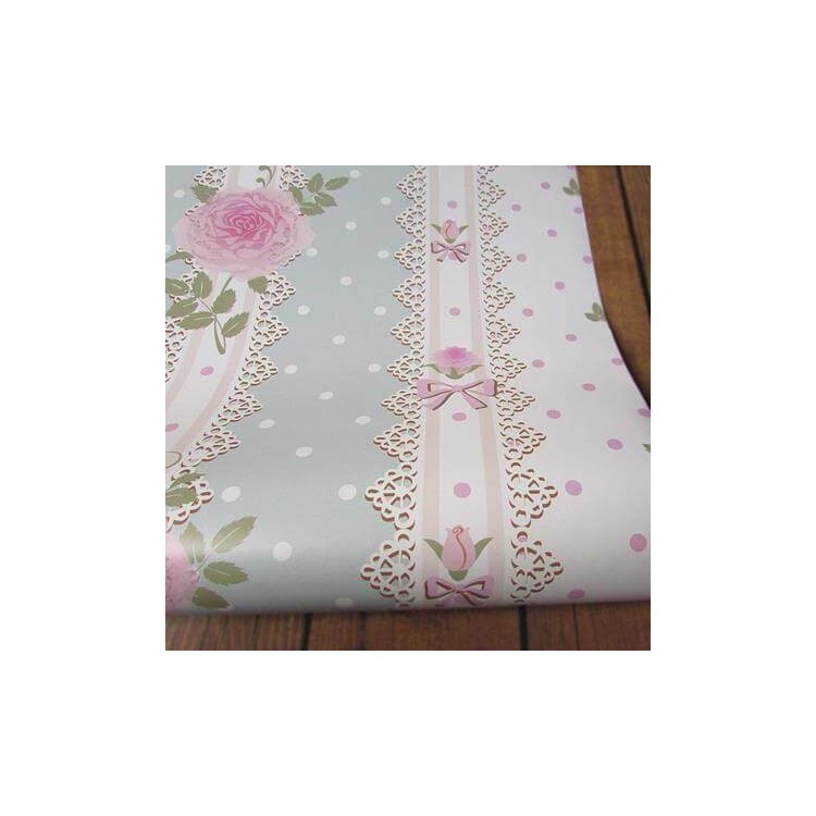 Papel de Parede Adesivo Poá Floral Rosa e Azul...