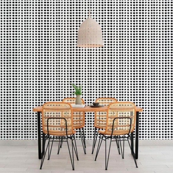 Papel de Parede Adesivo Poá Preto e Branco N010174