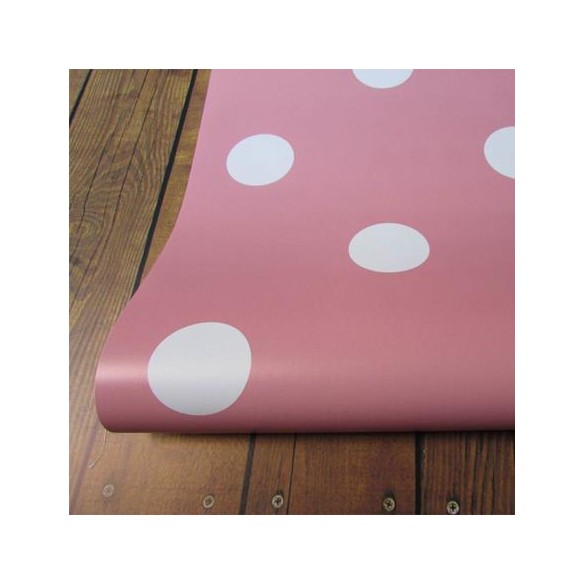 Papel de Parede Adesivo Poá Rosa Branco 254824819
