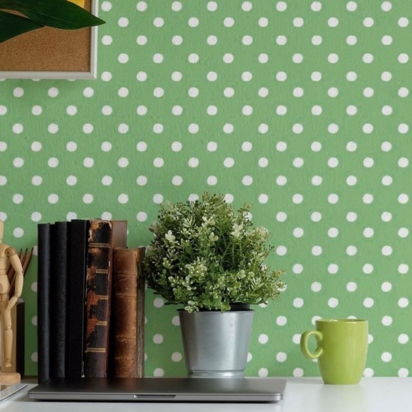 Papel de Parede Adesivo Poá Verde N018113