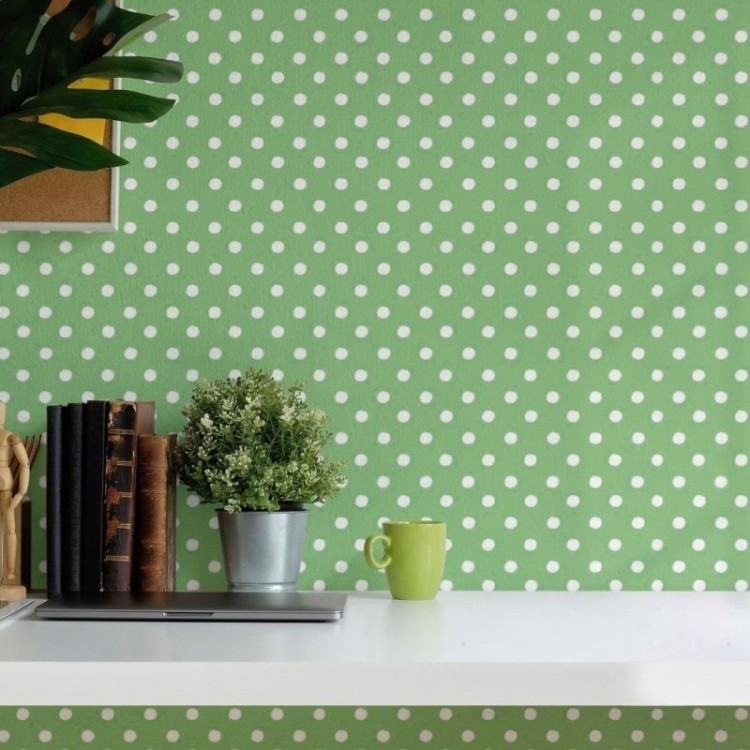 Papel de Parede Adesivo Poá Verde N018113