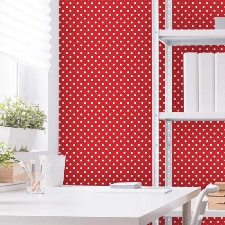 Papel de Parede Adesivo Poá Vermelho 623