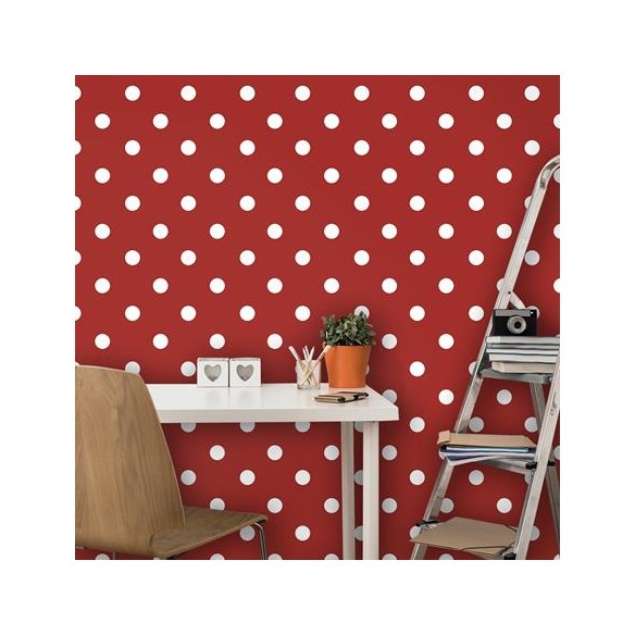 Papel de Parede Adesivo Poá Vermelho 758695