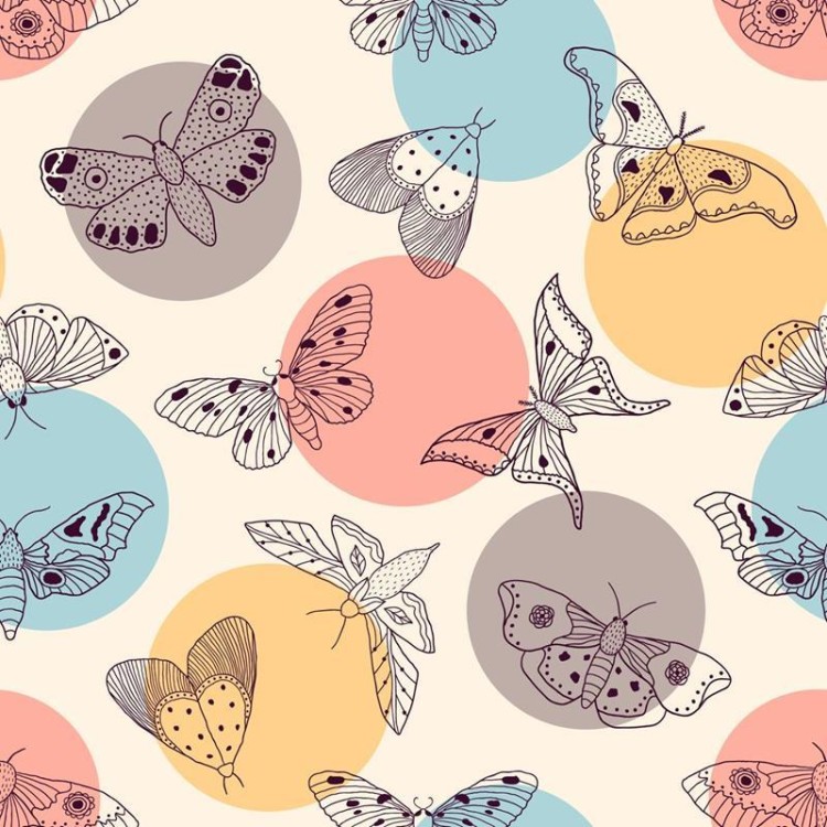 Papel de Parede Adesivo Poá, Mariposas e...