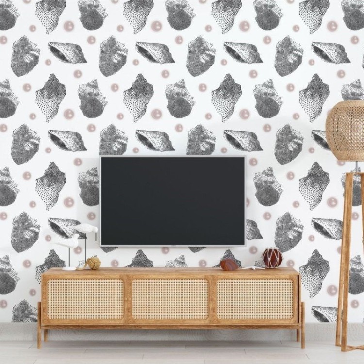 Papel de Parede Adesivo Pontilhado Conchas N018106