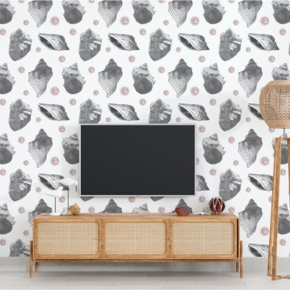 Papel de Parede Adesivo Pontilhado Conchas N018106