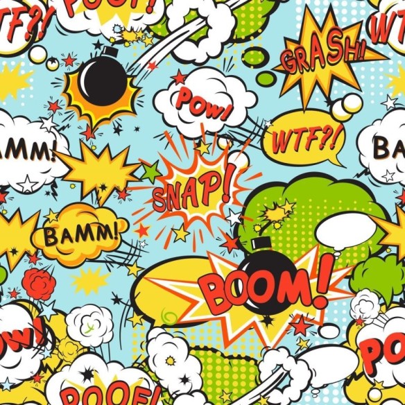 Papel de Parede Adesivo Pop Art Quadrinhos Explosão N04240