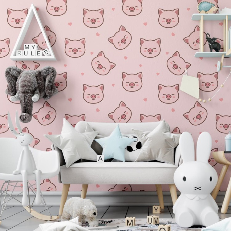 Papel de Parede Adesivo Porquinho Rosa N04042