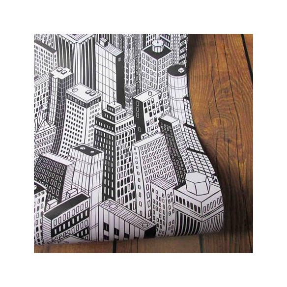 Papel de Parede Adesivo Prédios Preto e Branco 399671626