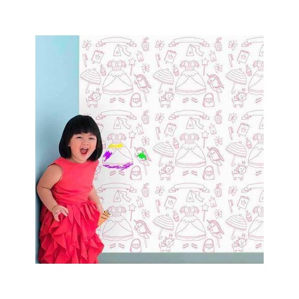 Papel de Parede Adesivo Princesa para Colorir 208246216