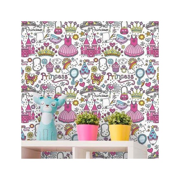 Papel de Parede Adesivo Princesa Rosa 126933701