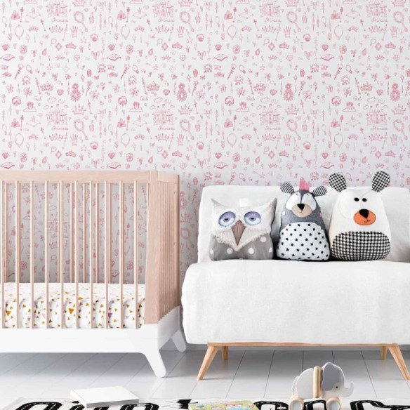 Papel de Parede Adesivo Princesa Rosa 302245538