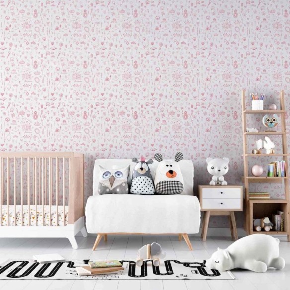 Papel de Parede Adesivo Princesa Rosa 302245538