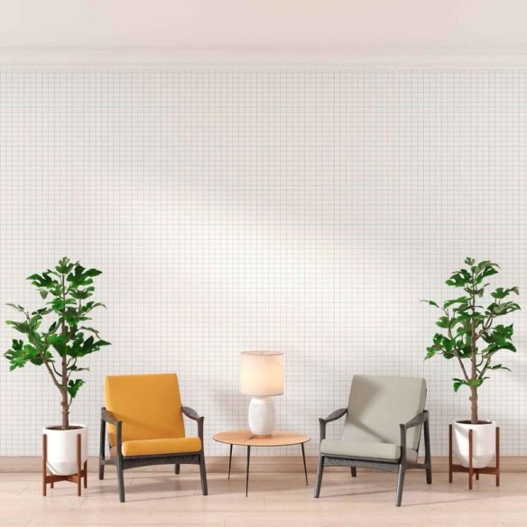 Papel de Parede Adesivo Quadriculado Branco e Azul N08096