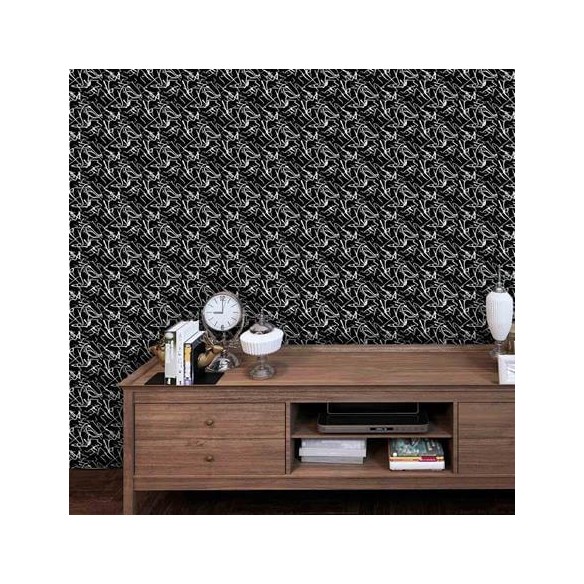Papel de Parede Adesivo Rabiscos Branco e Preto  285296000