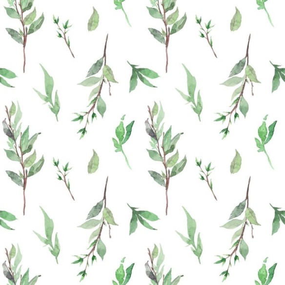 Papel de Parede Adesivo Ramops de folhas em Aquarela N07015