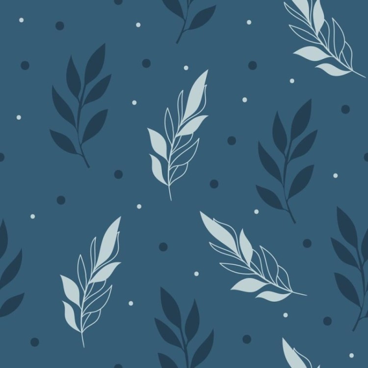 Papel de Parede Adesivo Ramos Azul e Branco N08074