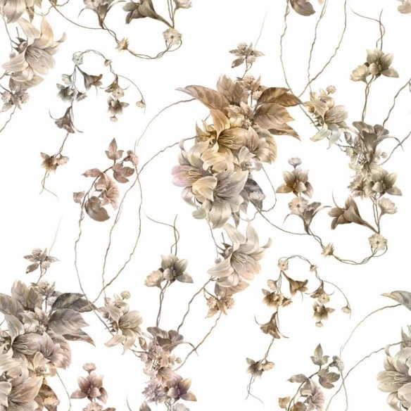 Papel de Parede Adesivo Ramos de flores marrom N03114