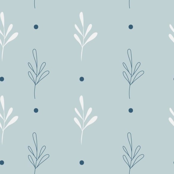 Papel de Parede Adesivo Ramos Minimalista c/ Poá Azul N08071