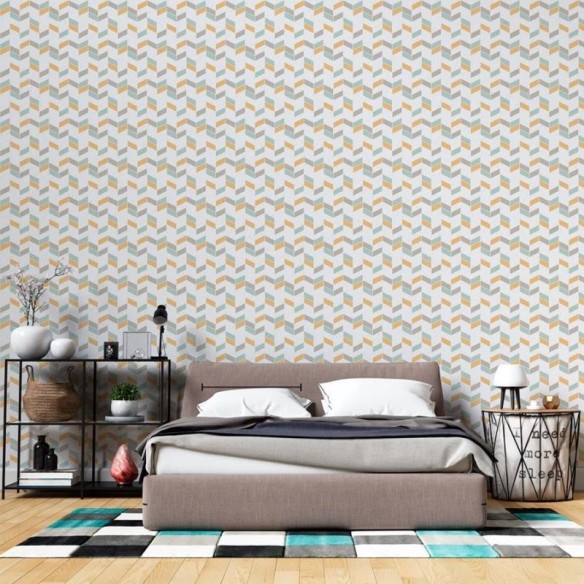 Papel de Parede Adesivo Releitura Chevron Amarelo N06294