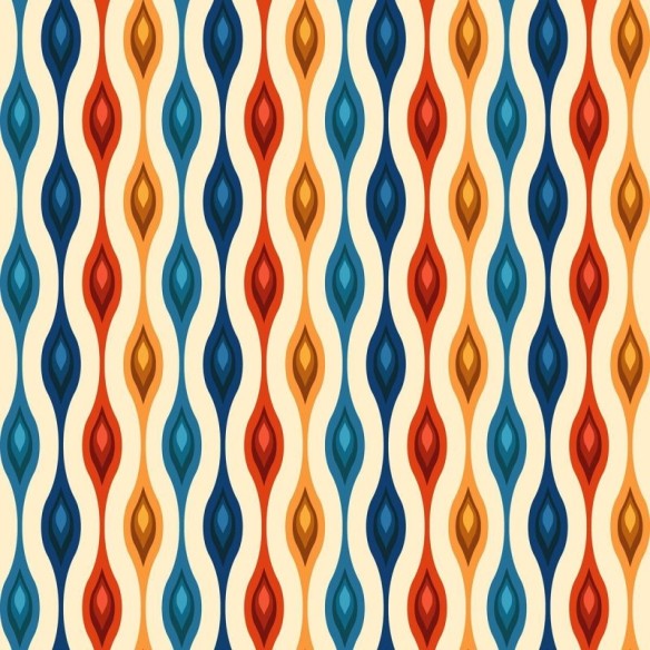 Papel de Parede Adesivo Retrô Abstrato Laranja e Azul N07067