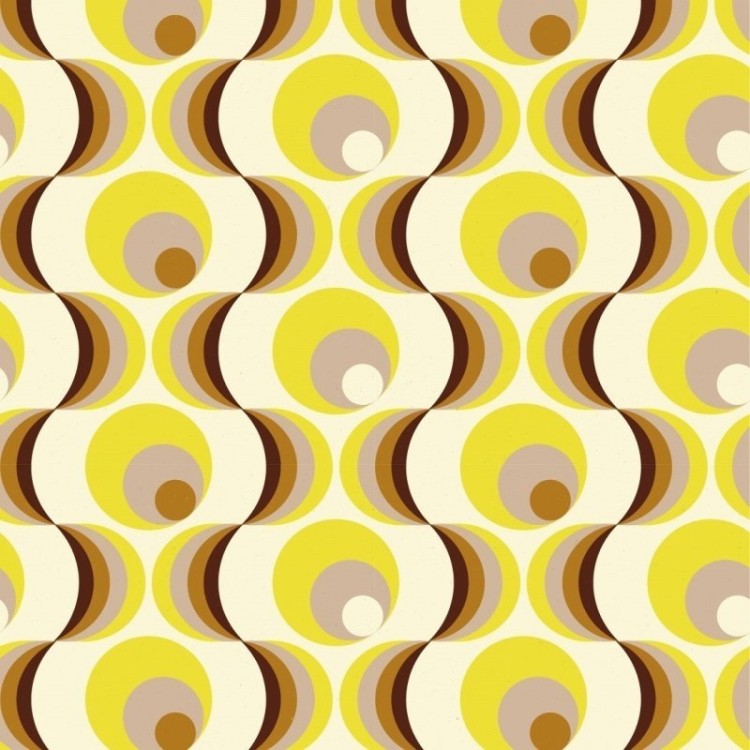 Papel de Parede Adesivo Retrô Amarelo e Marrom...