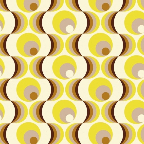 Papel de Parede Adesivo Retrô Amarelo e Marrom N018067