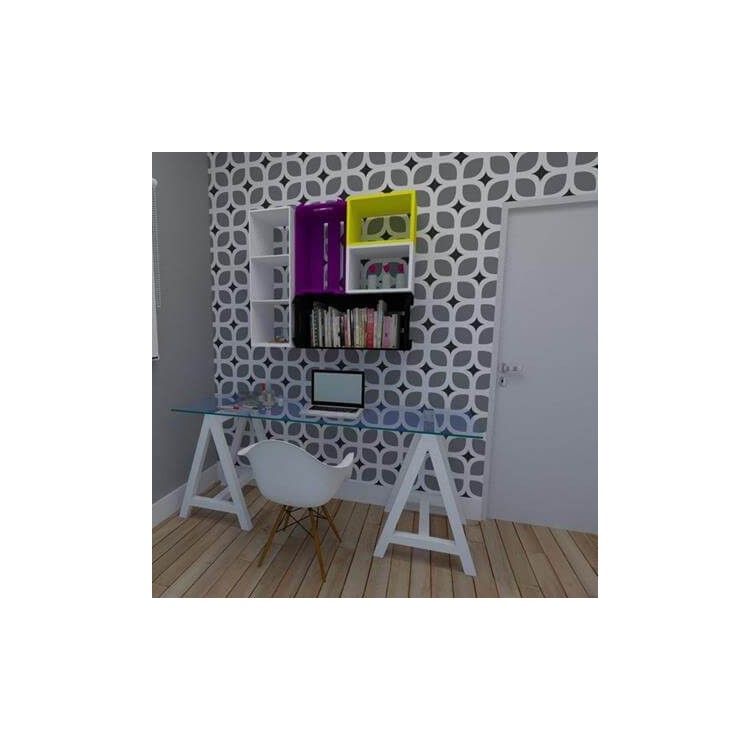 Papel de Parede Adesivo Retrô Cinza 0235