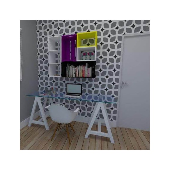 Papel de Parede Adesivo Retrô Cinza 0235